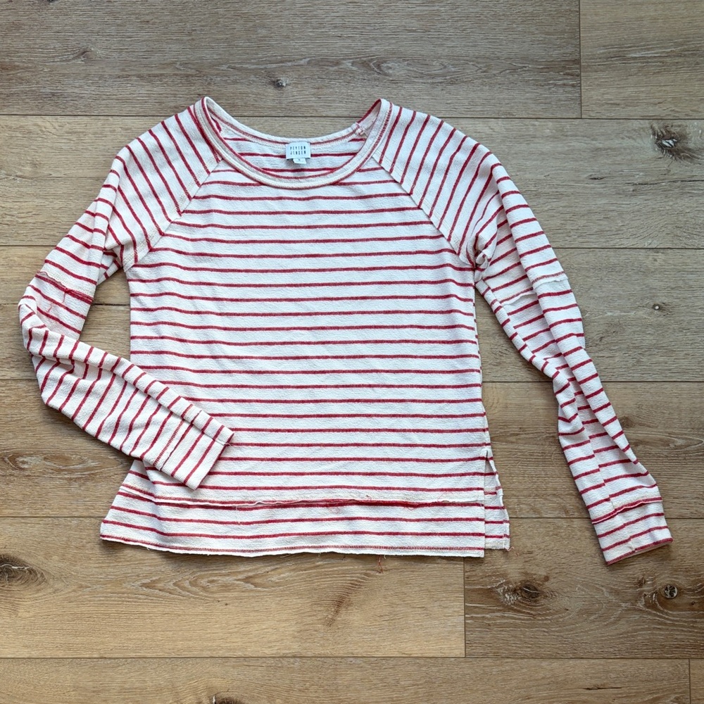 Striped Long Sleeve Tee in Red and White